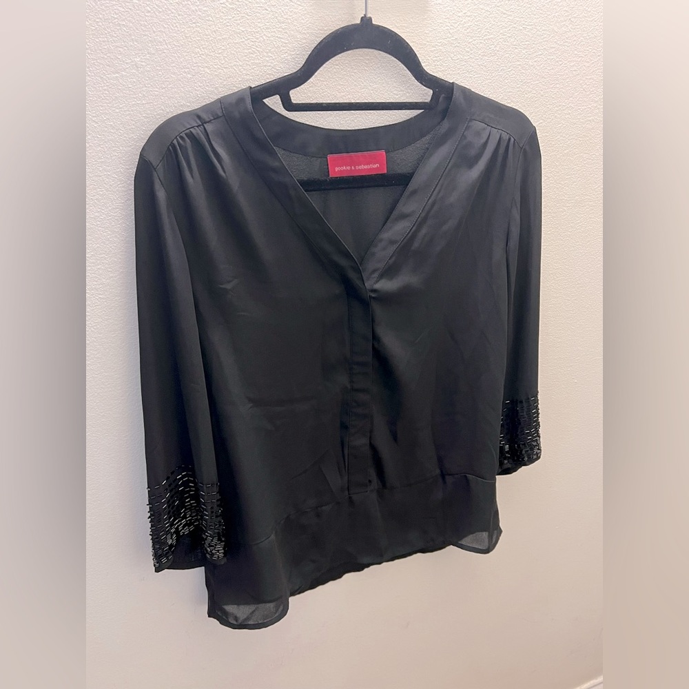 3/4 sleeve beaded cuff blouse by Pookie & Sebastian